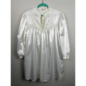 vintage ILISE STEVENS nightgown sleepwear satin lace victorian gown white large